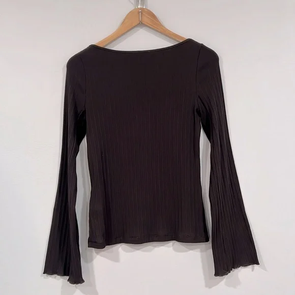 Madewell Brown Long Sleeve Ribbed Shirt XXL NWT - Picture 4 of 4